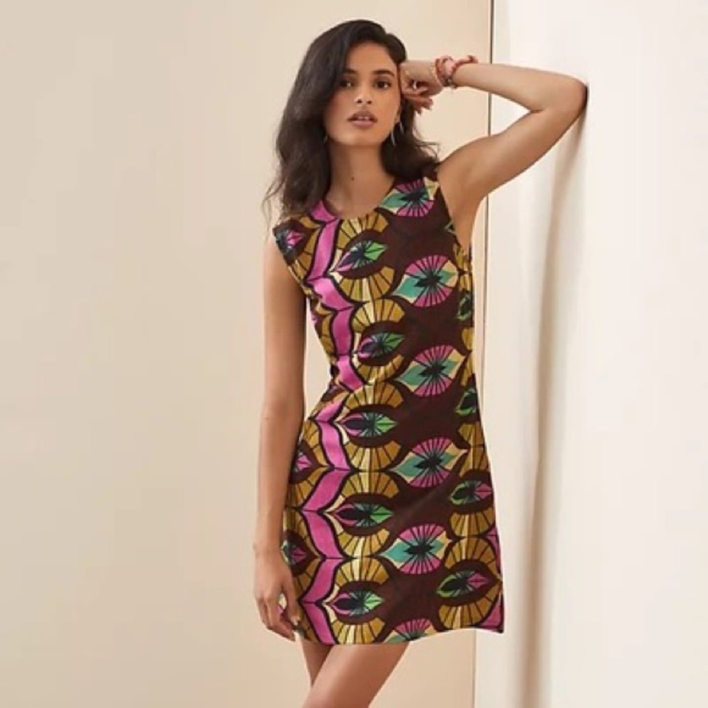Anthropologie Conditions Apply Shift Dress Colorful Geometric Print Size 3X